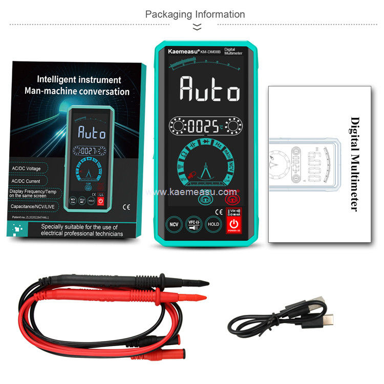 Kaemeasu 08B رنگ نمایشگر مولتی متر تست کننده برق Voltmeter NCV تور RMS ولتاژ تست کننده 150g