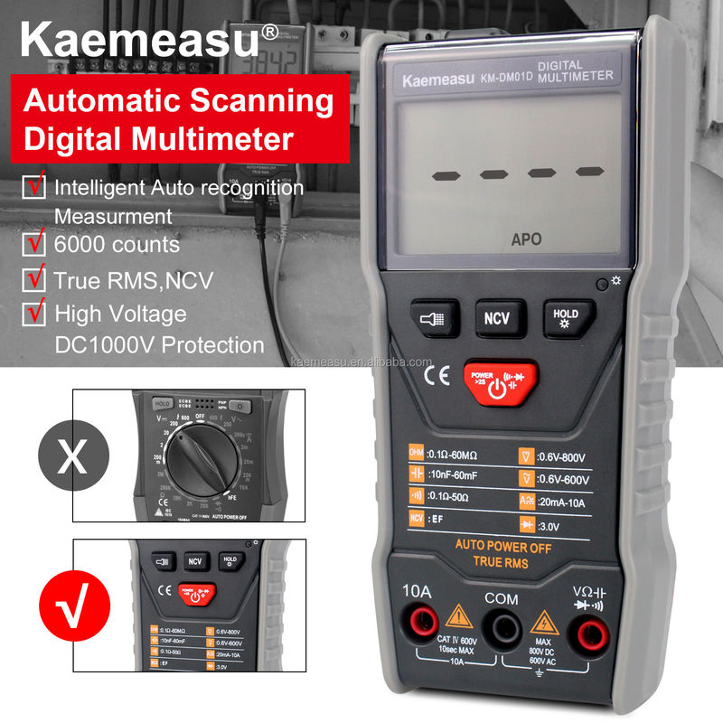 OEM ODM Smart Multimeter 6000 شمارش برق بینچ مولتی متر مینی دستی تور RMS Square Wave Output مولتی متر دیجیتال