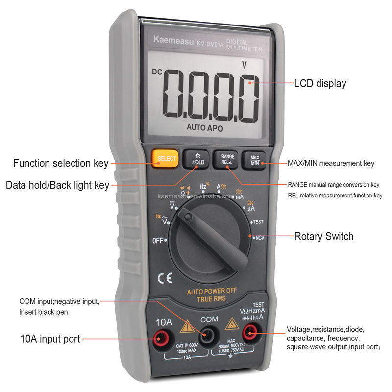 OEM ODM Anti-Burn Multitester DC/AC NCV اندازه گیری خروجی امواج مربع True-rms محدوده اتوماتیک دیجیتال مولتی متر