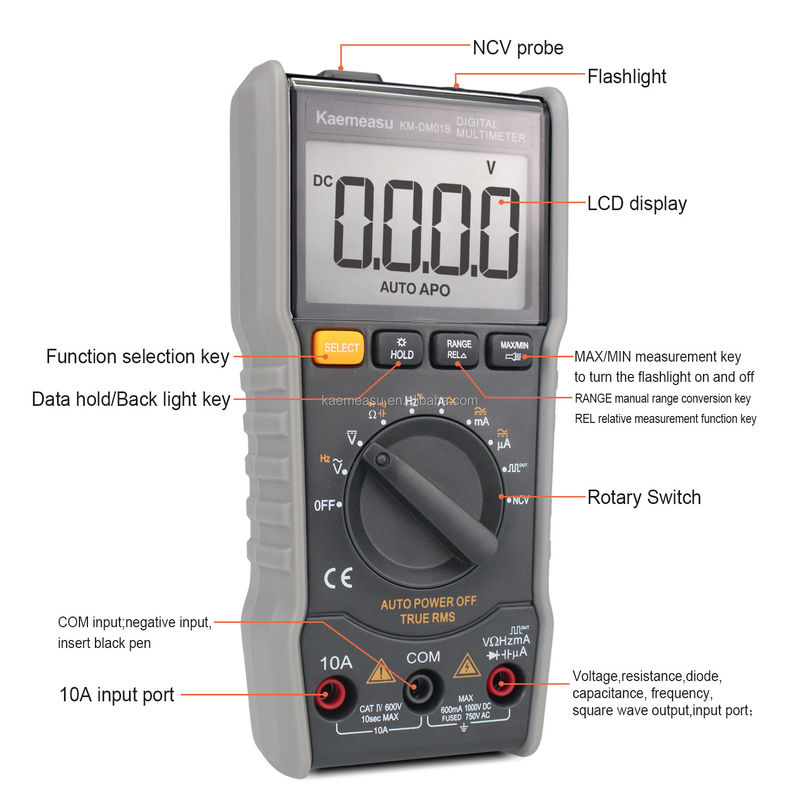 OEM ODM Anti-Burn Multitester DC/AC NCV اندازه گیری خروجی امواج مربع True-rms محدوده اتوماتیک دیجیتال مولتی متر