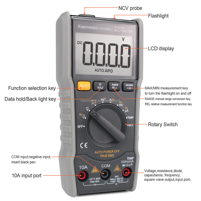 OEM ODM Anti-Burn Multitester DC/AC NCV اندازه گیری خروجی امواج مربع True-rms محدوده اتوماتیک دیجیتال مولتی متر
