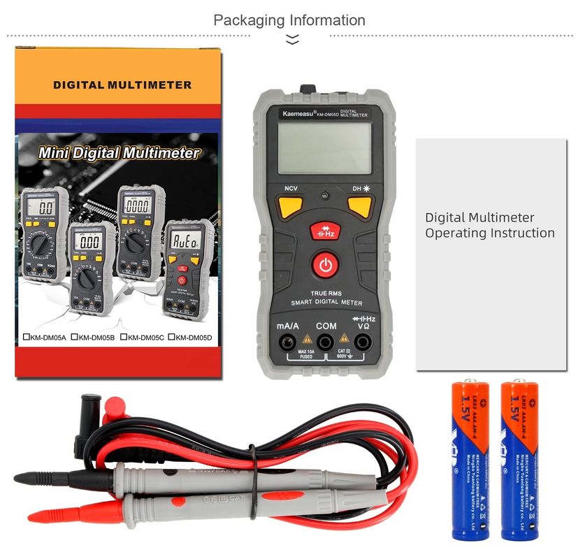 مولتی متر دیجیتال جیبی DC / AC چند منظوره ظرفیت دقیق بالا Ncv Ohm Hz Tester Auto Range Digital Multimeter