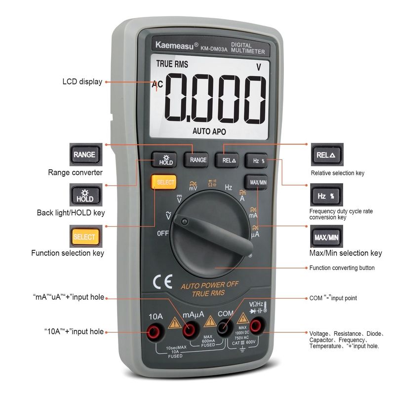 03A صنعتی دقیق بالا Autorange هوشمند دیجیتال مولتی متر NCV 1000V AC DC مولتی متر هوشمند دیجیتال مولتی متر
