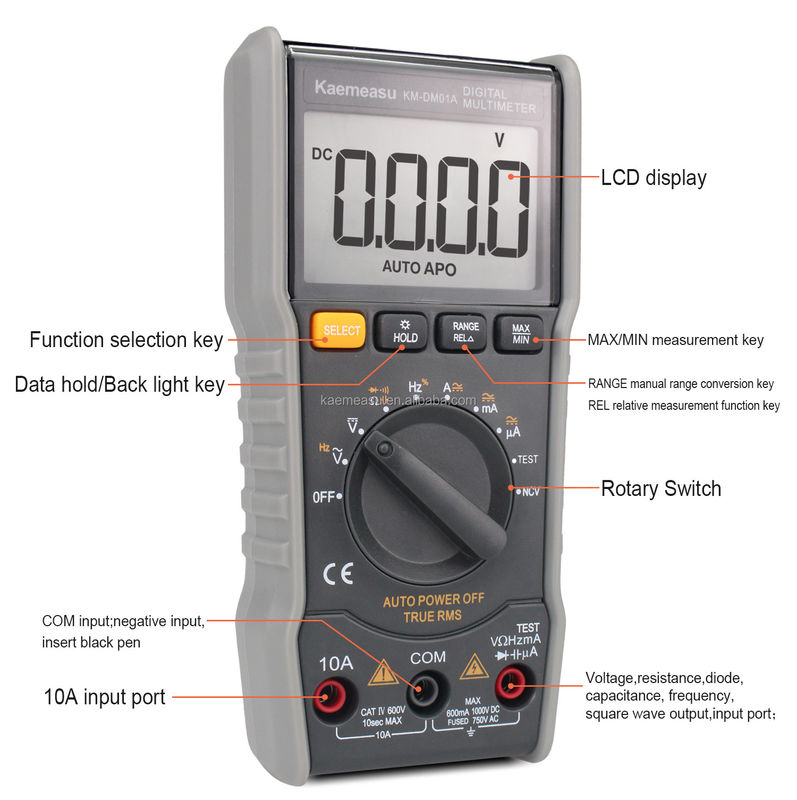 6000 شمارش DC / AC مقاومت ظرفیت NCV T-RMS سیم زنده / سیم صفر اندازه گیری دیجیتال مولتی متر