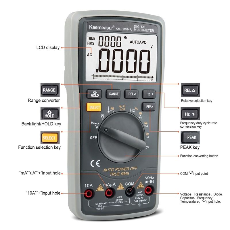 قطعات الکتریکی ABS 04A OEM ODM محدوده اتوماتیک تجهیزات آزمایشگاهی Smart Multitester DC / AC 20000 شمارش های دیجیتال چند متر