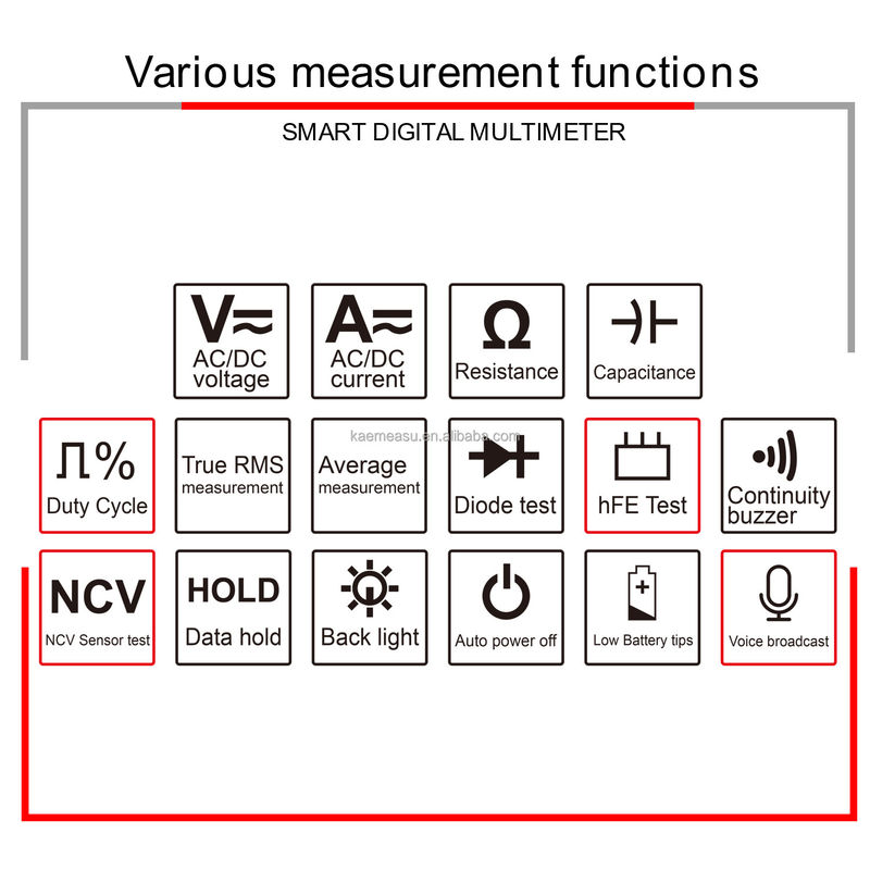 OEM ODM مولتی متر الکترونیک DC AC NCV حرفه ای True RMS Tester محدوده اتوماتیک مولتی مترهای گزارش صوتی هوشمند