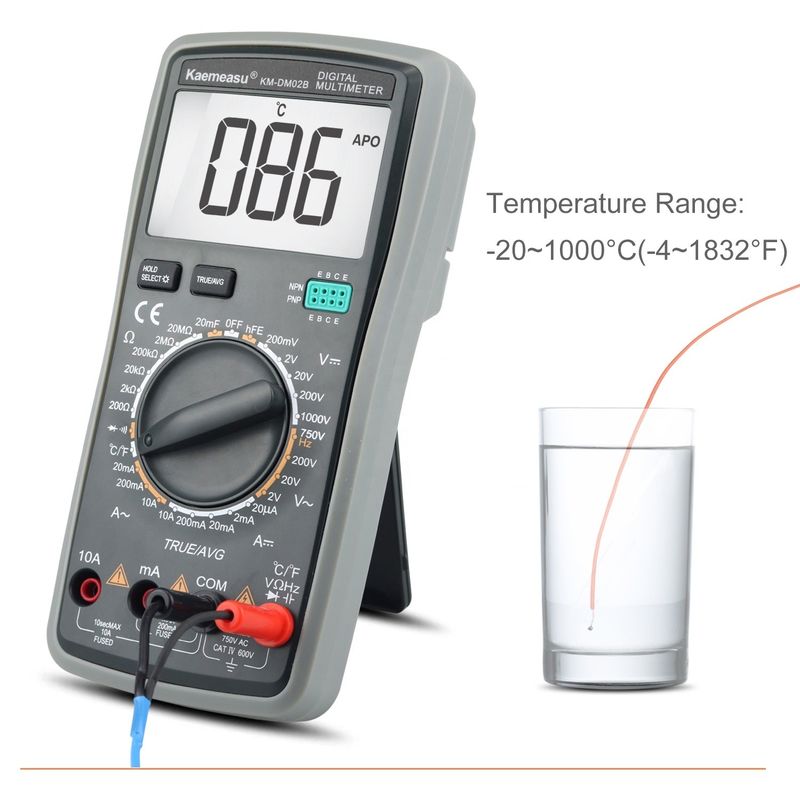 مولتی متر دیجیتال DC AC True RMS 1000V Multitester الکترونیکی ضد سوختن مولتی متر خودکار با سنج درجه حرارت
