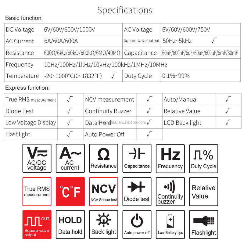 مینی کلیمپ متر الکتریکی مولتی متر NCV 1000v دیجیتال AC DC مقاومت متر نمایش شمارش 6000 شمارش