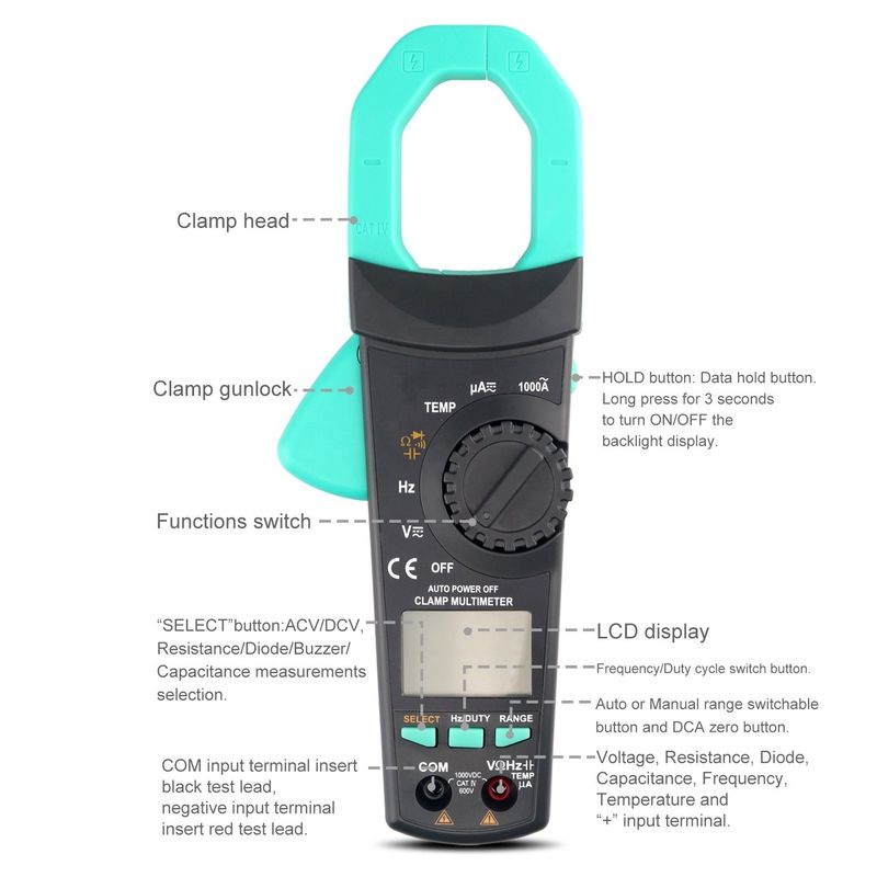 اندازه گیری ولتاژ حرفه ای 1000A AC / DC با نمایش 3 5/6 رقم و اندازه گیری جریان چند منظوره