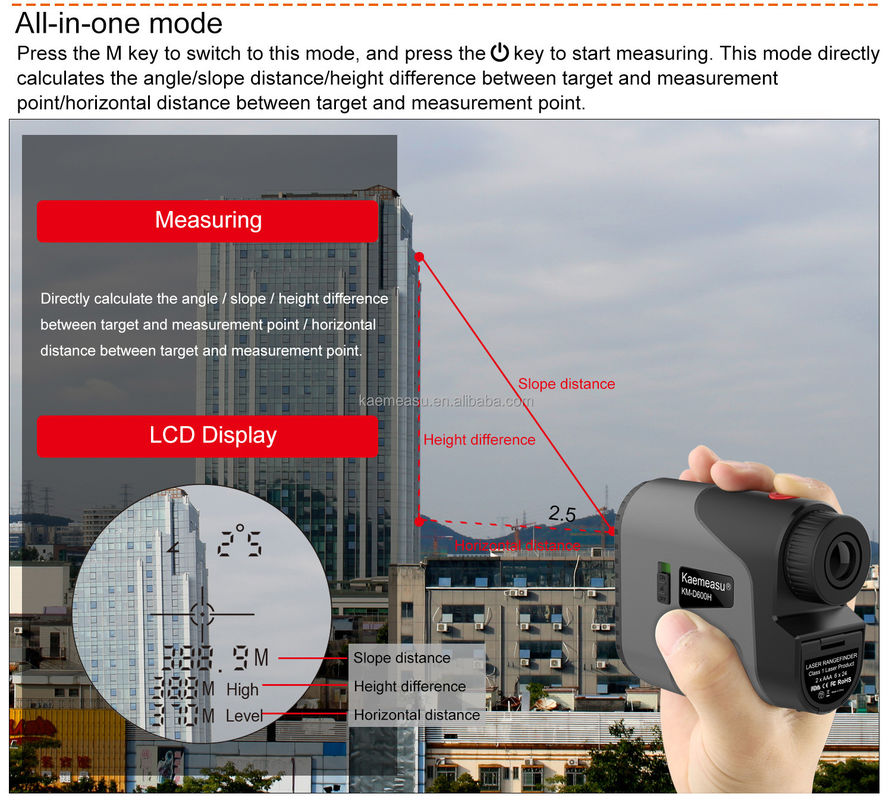 D450m باطری لیزر فاصله متر Range Finder گلف Rangefinder دامنه شکار با کلاس 1 سطح ایمنی لیزر -20-50C